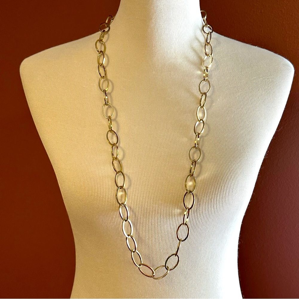 R.J. Graziano gold tone long chain link loop necklace can be wrapped around